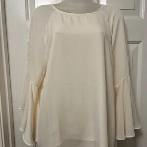 Kate & Mallory White Flowy Top w/Bell Sleeves